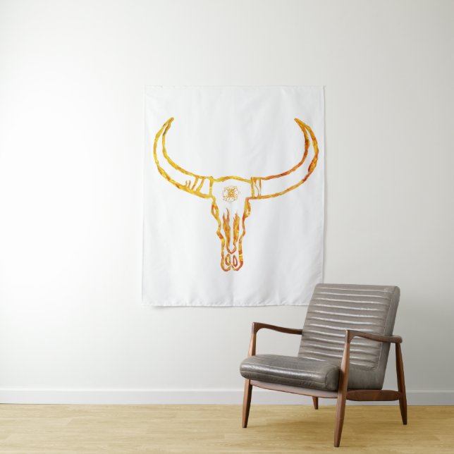 Golden Bull Skull, Mandala Wall Tapestes Wandteppich (Beispiel)