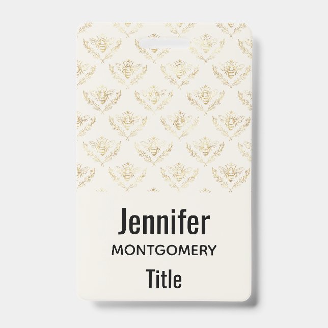 Golden Bumble Bee mit einem Kronmuster Ausweis (Vorderseite)