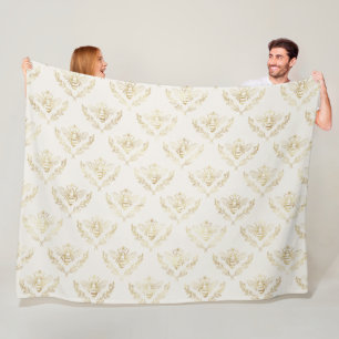 Golden Bumble Bee mit einem Kronmuster Fleecedecke