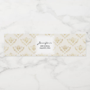 Golden Bumble Bee mit einem Kronmuster Geburtstag Wasserflaschenetikett