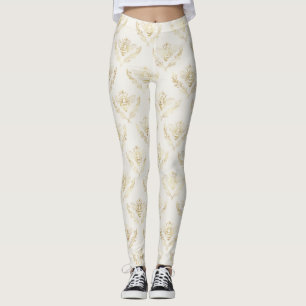 Golden Bumble Bee mit einem Kronmuster Leggings