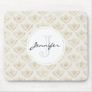 Golden Bumble Bee mit einem Kronmuster Mousepad