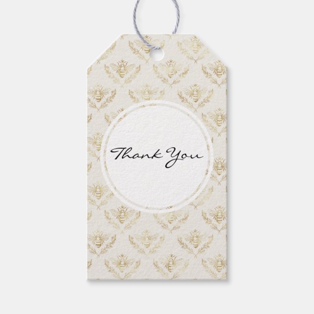 Golden Bumble Bee mit einem Kronmuster Vielen Dank Geschenkanhänger (Vorderseite)