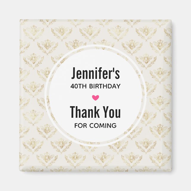 Golden Bumble Bee mit einem Kronmuster Vielen Dank Magnet (Vorne)