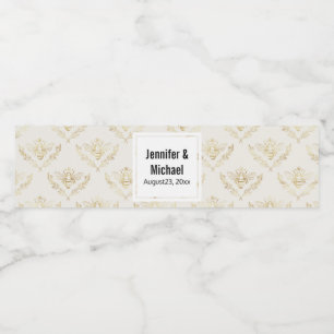 Golden Bumble Bee mit einer Crown Pattern Hochzeit Wasserflaschenetikett