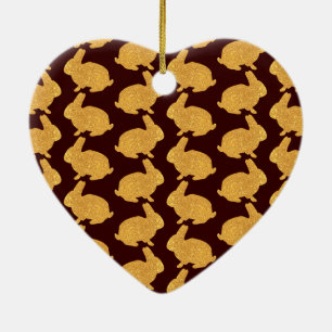 Golden Bunnies Keramikornament