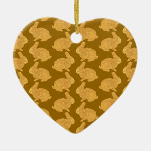 Golden Bunnies Keramikornament
