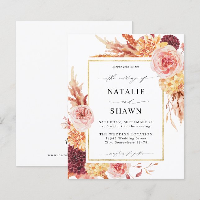 Golden Burgund & Blush Pink Blues Hochzeit (Vorne/Hinten)