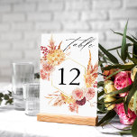 Golden Burgund & Blush Pink Tischnummer<br><div class="desc">Dress up your wedding or Party tables with your Golden Burgundy & Blush Pink Floral Tischnummer Card.</div>