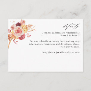 Golden Burgund & Blush Rosa Blumendetails 2LG Begleitkarte