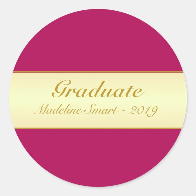 Golden & Burgundy Graduate Sticker (Vorderseite)