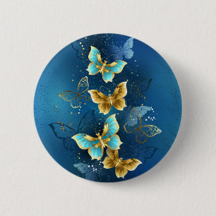 Golden butterflies button
