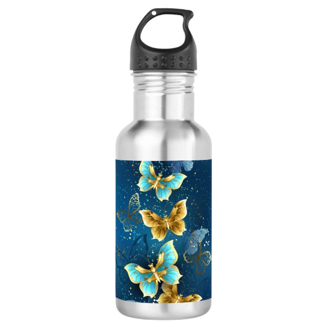 Golden butterflies edelstahlflasche (Vorderseite)