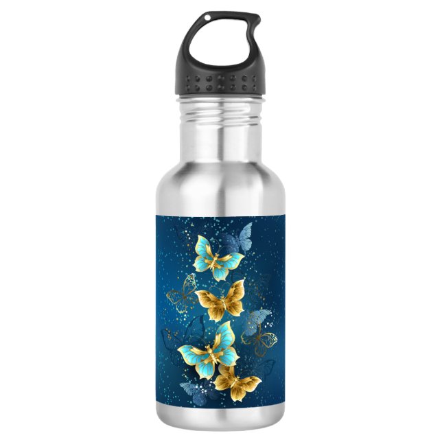 Golden butterflies edelstahlflasche (Vorderseite)