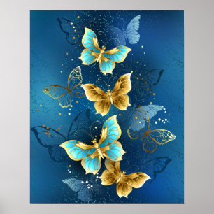 Golden Butterflies Poster