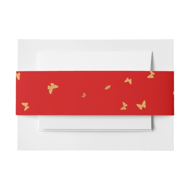 GOLDEN BUTTERFLIES WEDING EINLADUNGSBANDEROLE (Vorderseite Beispiel)