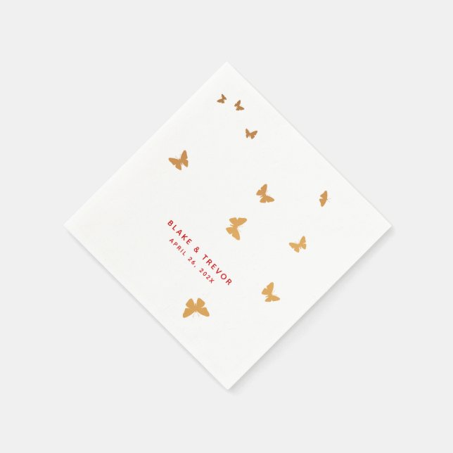 GOLDEN BUTTERFLIES WEDING SERVIETTE (Ecke)