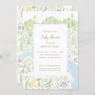 Golden Butterfly Babydusche Einladung