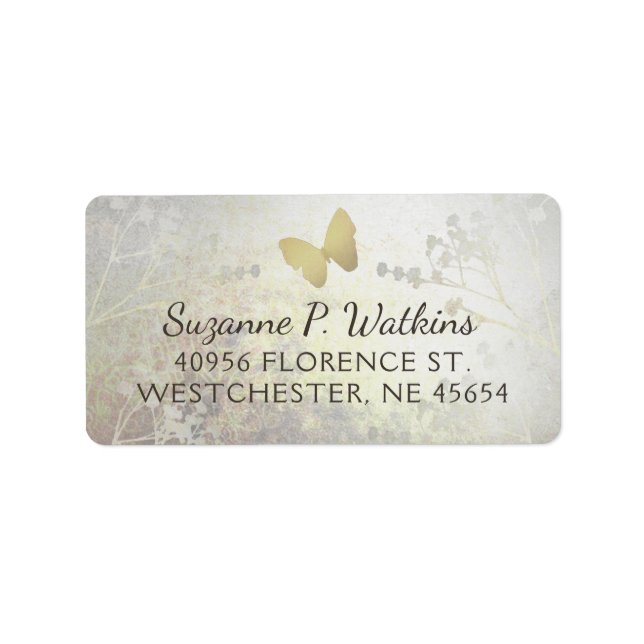 Golden Butterfly Custom Address Label Adressaufkleber (Vorne)