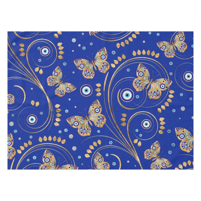 Golden Butterfly Evil Eye Pattern Tischdecke