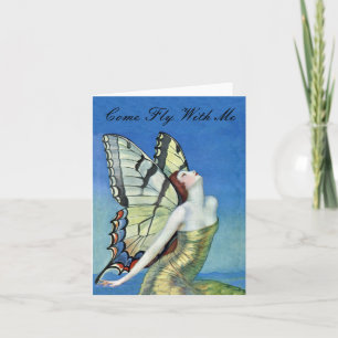 Golden Butterfly Fairy Note Card Karte