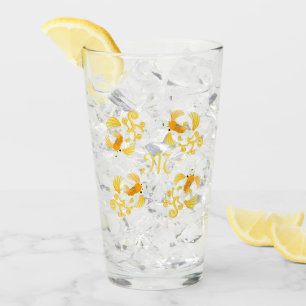 Golden Butterfly Koi Monogram Glas