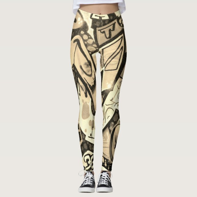 Golden Butterfly Wing Abstract Pattern Leggings (Vorderseite)