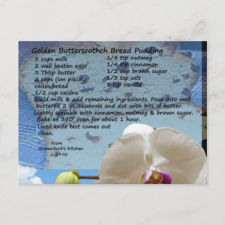 Golden Butterscotch Brot Pudding Rezept Postkarte