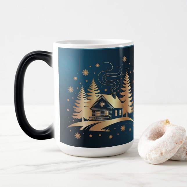 Golden Cabin Blue Morphing Mug Verwandlungstasse (Mit Donut)