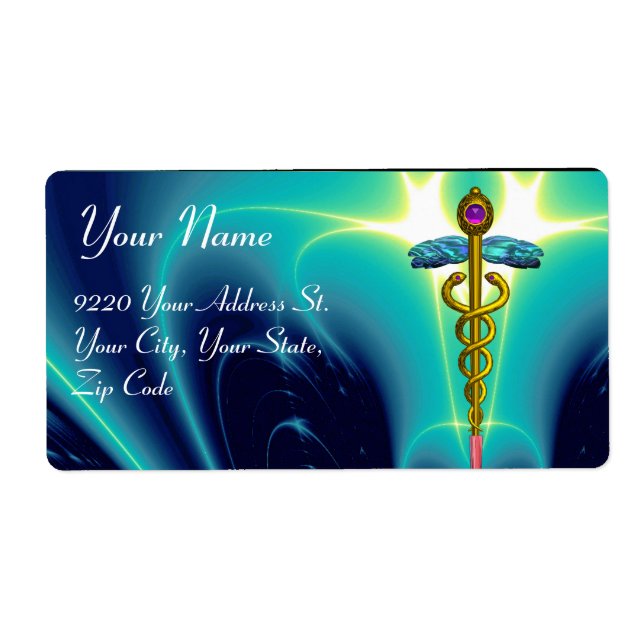 GOLDEN CADUCEUS, lebendiger Amethyst, aqua blau, a (Vorne)