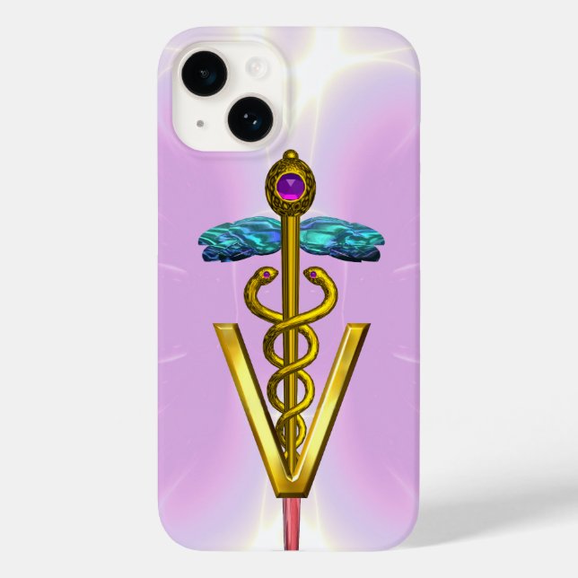 GOLDEN CADUCEUS VETERINÄRSYMBOL Hellrosa Lilac Case-Mate iPhone Hülle (Rückseite)