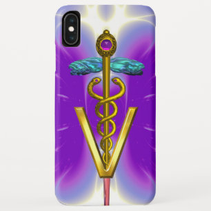 GOLDEN CADUCEUS VETERINÄRSYMBOL / Lila Fuchsie iPhone XS Max Hülle