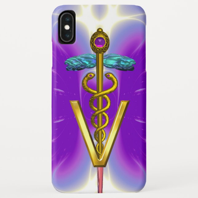 GOLDEN CADUCEUS VETERINÄRSYMBOL / Lila Fuchsie Case-Mate iPhone Hülle (Rückseite)