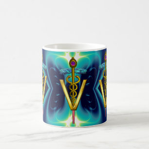 GOLDEN CADUCEUS VETERINARY SYMBOL Blau Türkis Tasse