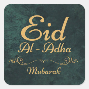 Golden Calligraphy Eid Al-Adha Mubarak 2025 Quadratischer Aufkleber