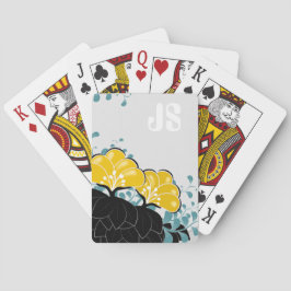 Golden Camellias Monogram Initials Spielkarten