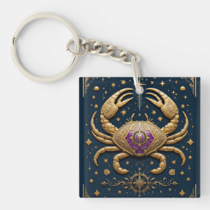Golden Cancer Zodiac Symbol auf dunklem Hintergrun Schlüsselanhänger
