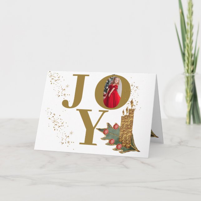 Golden Candles Holly Berries Freuen Weihnachten Fo (Vorderseite)