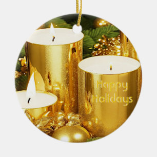 Golden Candles Weihnachtsfest Keramik Ornament