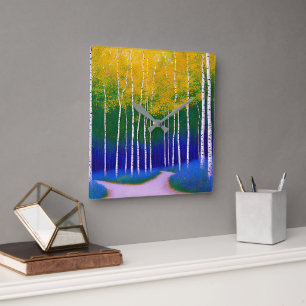 Golden Canopy - Eine Landschaft im Wald Quadratische Wanduhr