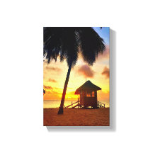 Golden Caribbean Sunset - Beach Hut Canvas Print
