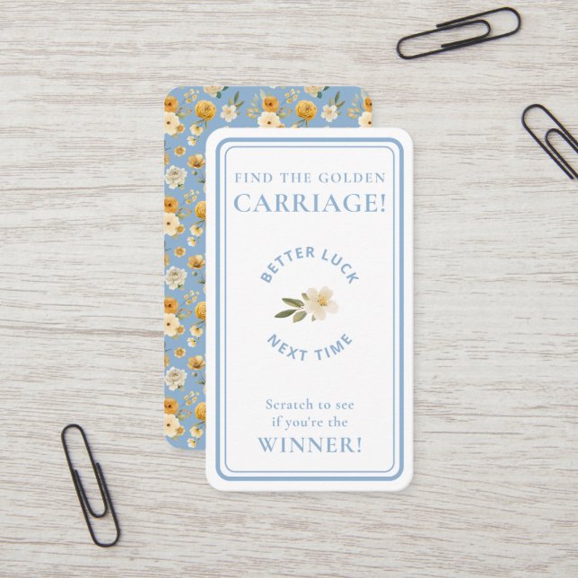 Golden Carriage Scratch-Off Game Blue Non-Winner  Visitenkarte (Vorderseite/Rückseite Beispiel)