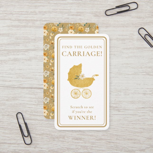 Golden Carriage Scratch-Off Game Card - Winner Visitenkarte (Vorderseite/Rückseite Beispiel)