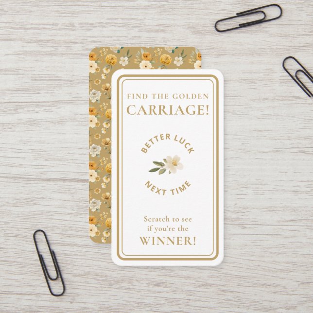 Golden Carriage Scratch-Off Neutral Non-Winner  Visitenkarte (Vorderseite/Rückseite Beispiel)