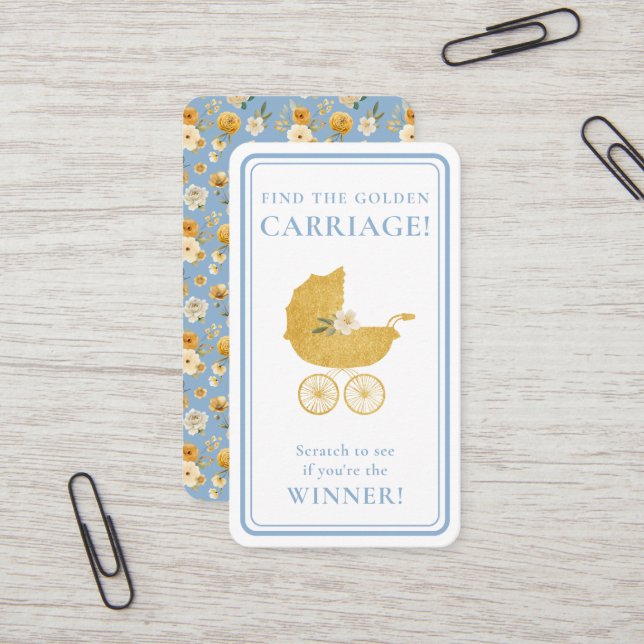Golden Carriage Scratch-Off Winner Baby Blue Game  Visitenkarte (Vorderseite/Rückseite Beispiel)