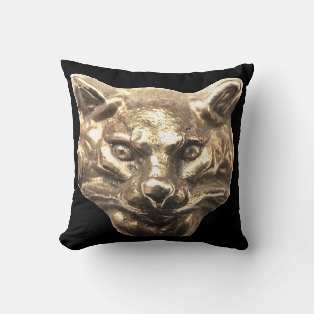 Golden Cat – goldene Katze – vergoldeter Kater Kissen (Vorderseite)