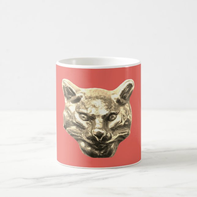 Golden Cat – Vergoldete Katze Goldener Kater Kaffeetasse (Mittel)