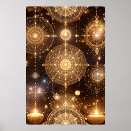 Golden Celestial Mystical Art Poster