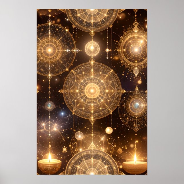 Golden Celestial Mystical Art Poster (Vorne)