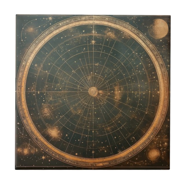 Golden Celestial Star Map (2) Fliese (Vorderseite)